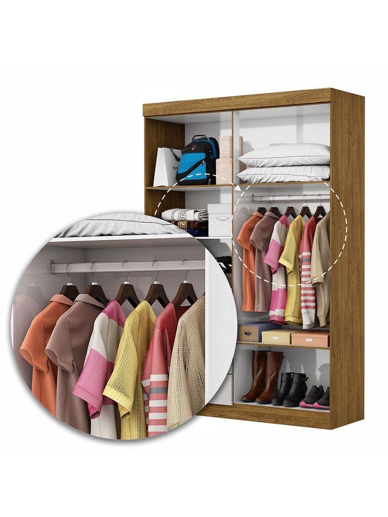 Guarda Roupa Casal Modulado 5 Portas Hercules 4 Portas 4 Gavetas Cinamomo com Off White