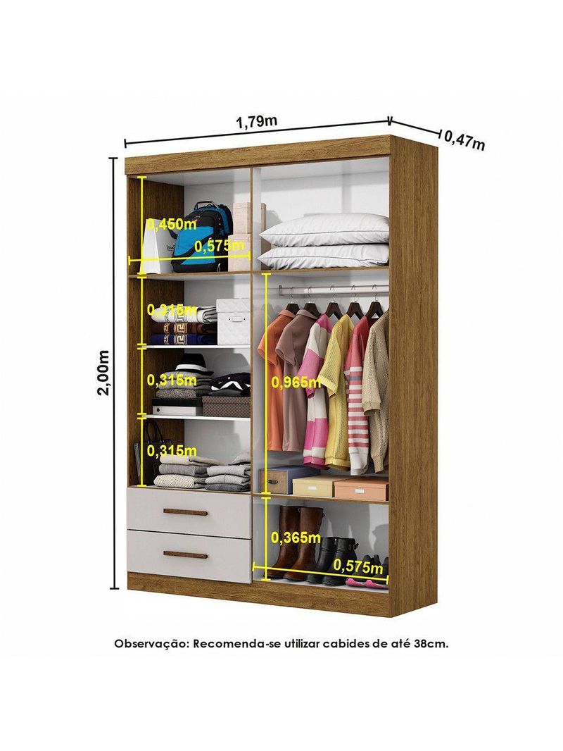 Guarda Roupa Casal Modulado 5 Portas Hercules 4 Portas 4 Gavetas Cinamomo com Off White