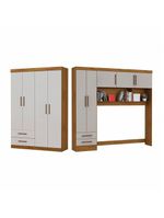 Guarda Roupa Casal Modulado 5 Portas Hercules 4 Portas 4 Gavetas Cinamomo com Off White