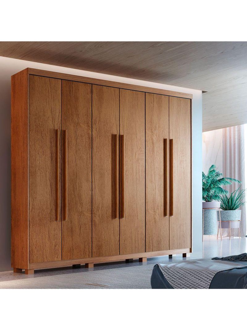 Guarda Roupa Casal Heros 6 Portas Com Pés Moderna Imbuia