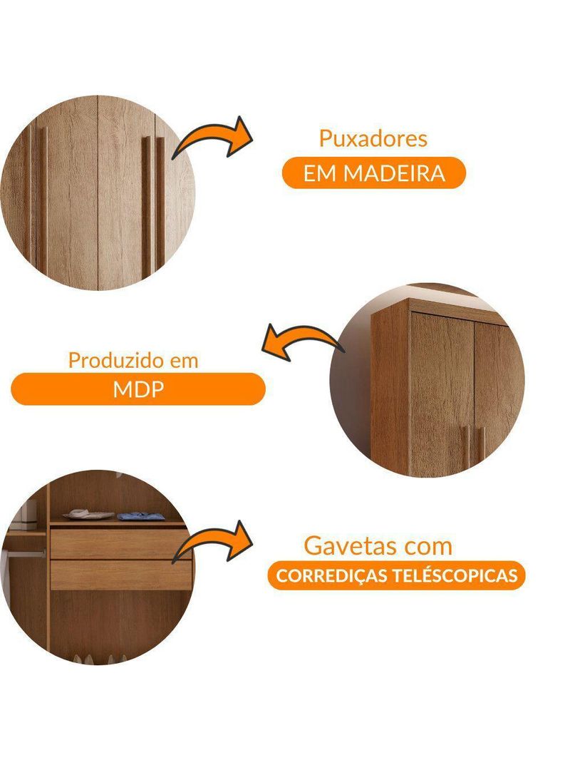 Guarda Roupa Casal Heros 6 Portas Com Pés Moderna Imbuia