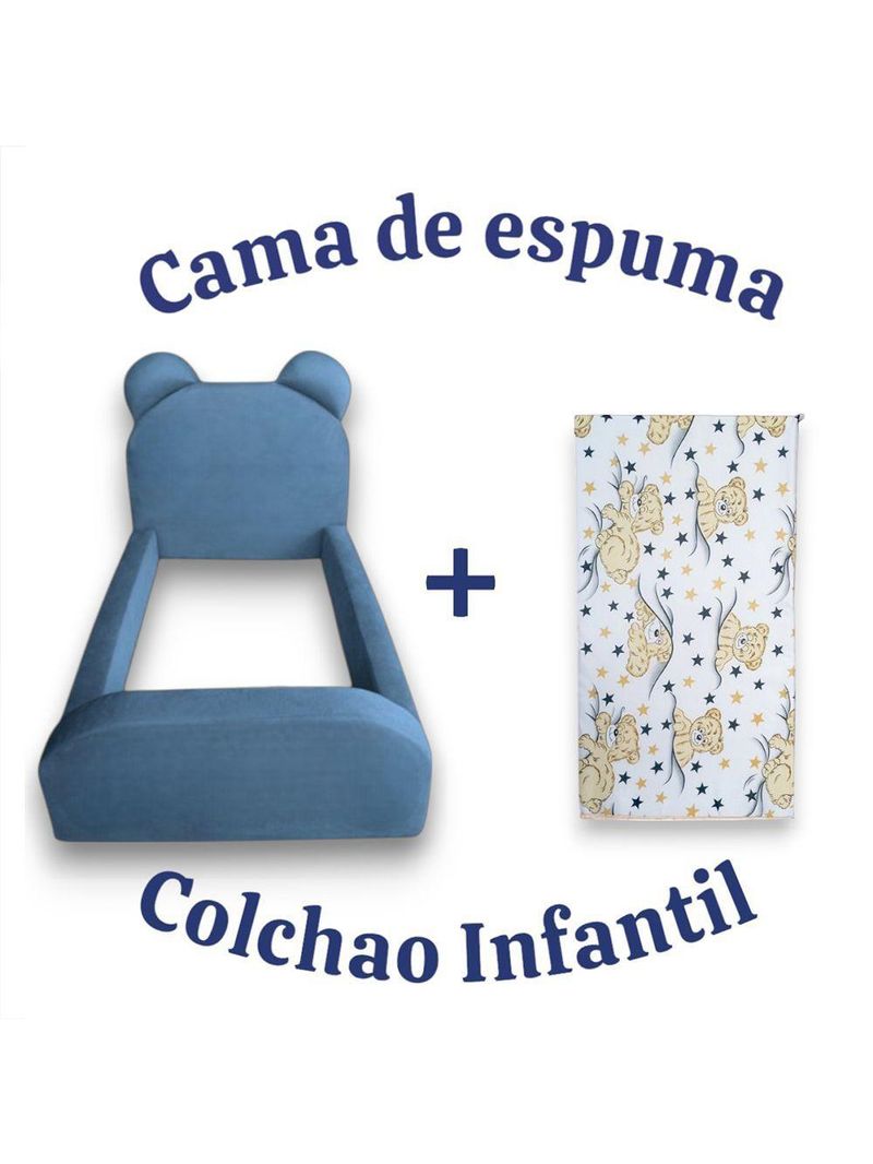 Cama Montessoriana Juvenil Menino Confortável Soft com Colchão Azul