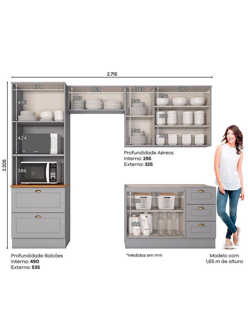 Cozinha Compacta 4 Peças Com Paneleiro Torre Quente Amy