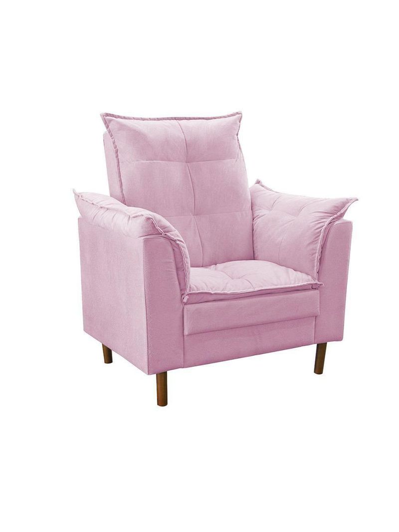 Poltrona De Amamentação Ergonômica Loana Com Puff Suede Rosê