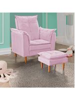 Poltrona De Amamentação Ergonômica Loana Com Puff Suede Rosê