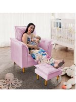 Poltrona De Amamentação Ergonômica Loana Com Puff Suede Rosê