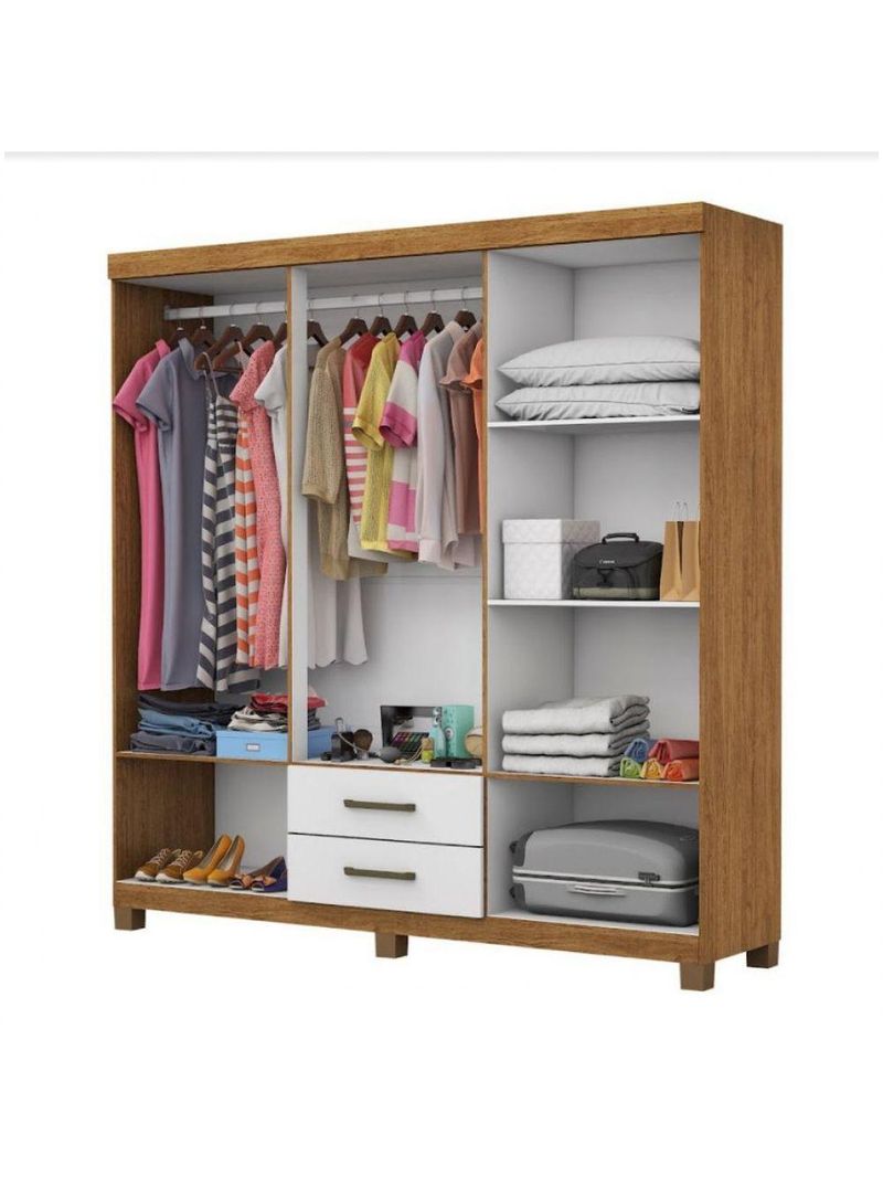 Guarda Roupa Casal 6 Portas Carioca Móveis Freijó Branco