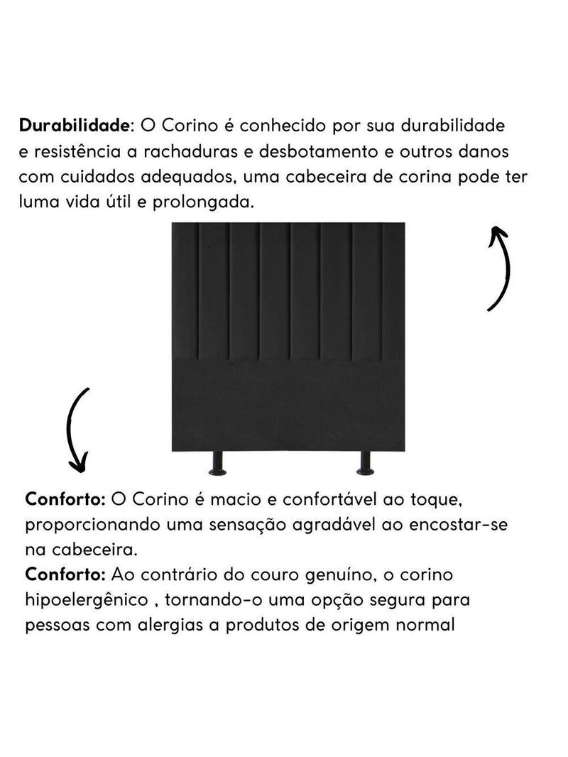 Cabeceira Estofada De Cama Casal Queen 160 Cm Paolla Corino preto