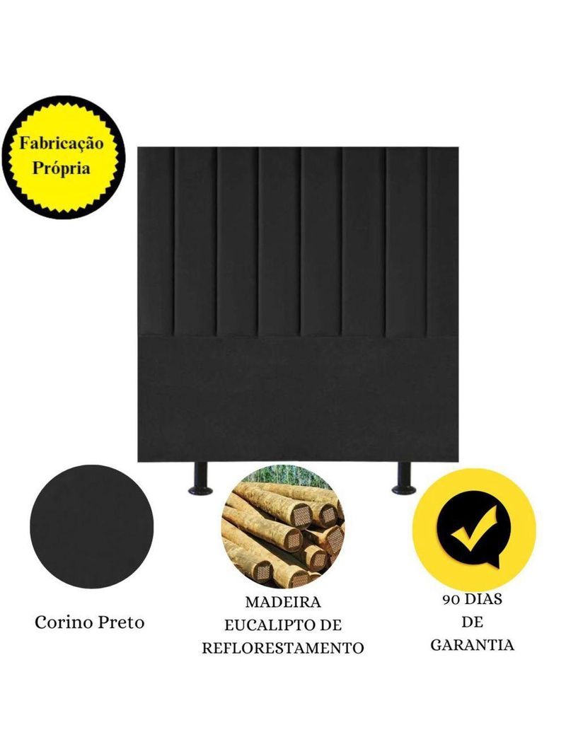Cabeceira Estofada De Cama Casal Queen 160 Cm Paolla Corino preto