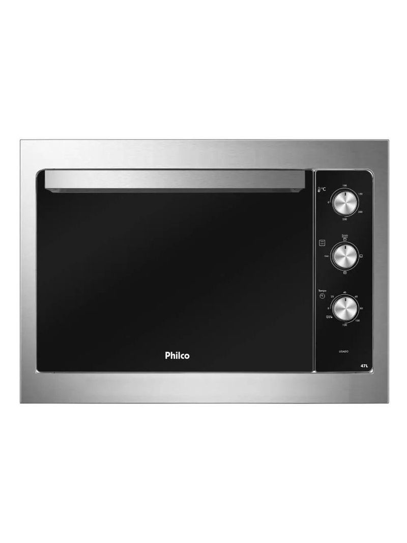 Forno Elétrico De Embutir Philco PFE47E Preto Com Bordas Inox 47L 110V