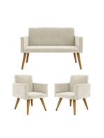 Kit Sofá Namoradeira + 2 Poltronas Sala Estar Balaqui Decor Cor:bege
