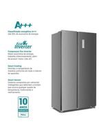 Geladeira 437L Philco Inverter Side By Side Inox 110V
