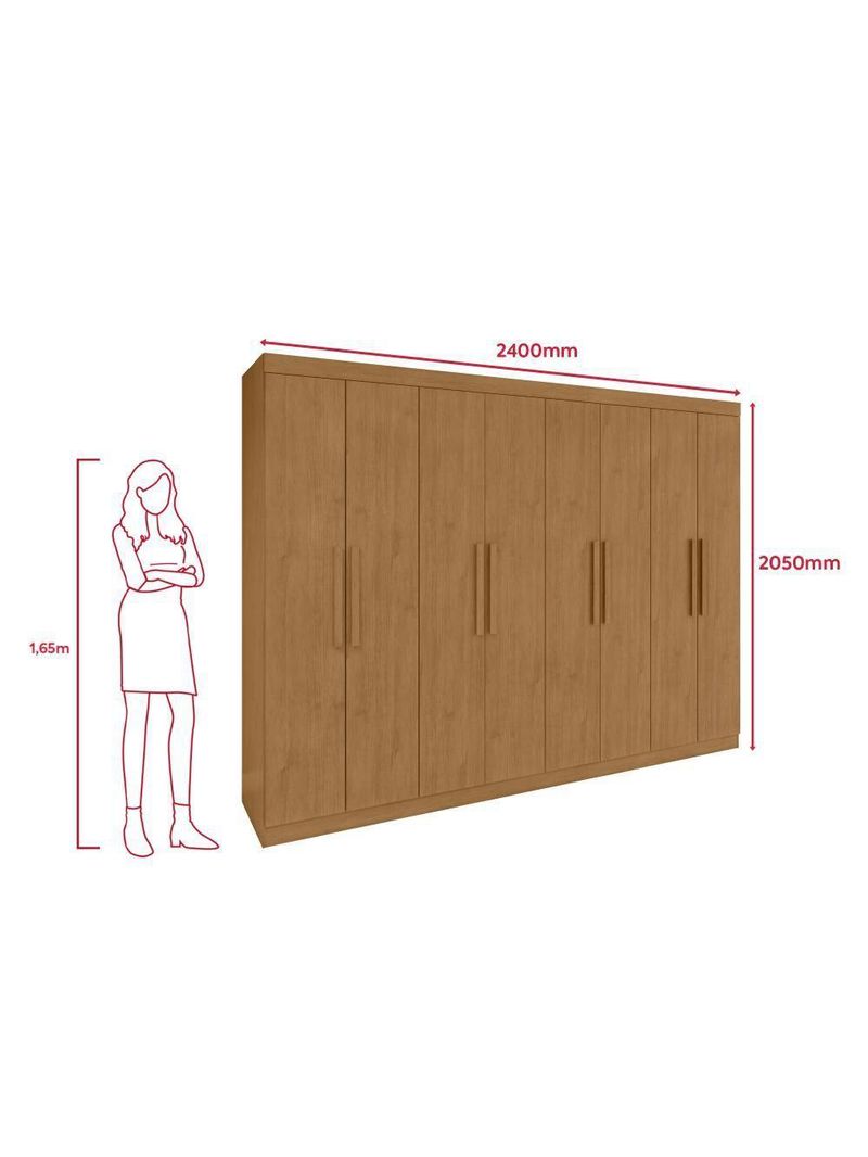 Guarda-roupa Casal Easy Slim 8 Portas Amendoa Clean