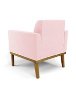 Sofá Namoradeira Com Poltrona Base De Madeira Fixa Castanho Marisa Suede Rosa Bebê D03 - D?rossi