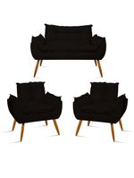 Kit Namoradeira + 2 Poltronas Opala preta