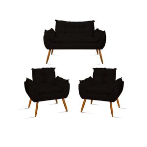 Kit Namoradeira + 2 Poltronas Opala preta