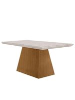 Mesa Para Sala de Jantar Aida 120cm em MDF e Vidro Off White/ Imbuia/ Serig Off