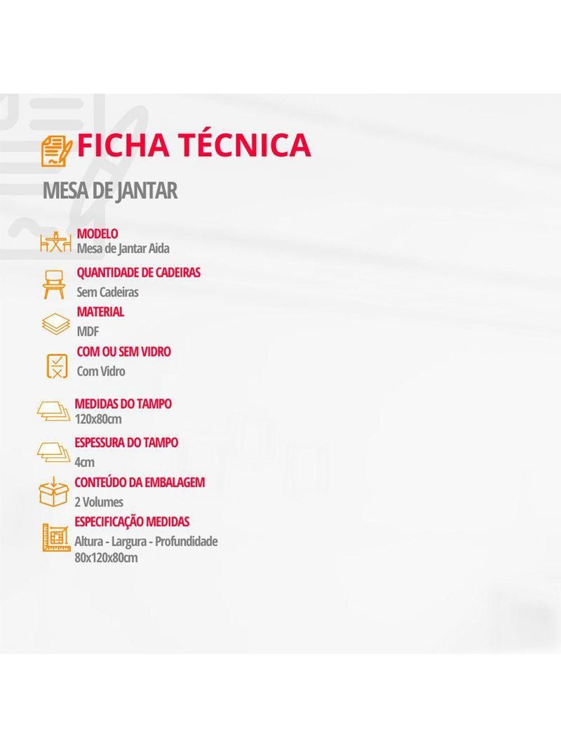 Mesa Para Sala de Jantar Aida 120cm em MDF e Vidro Off White/ Imbuia/ Serig Off