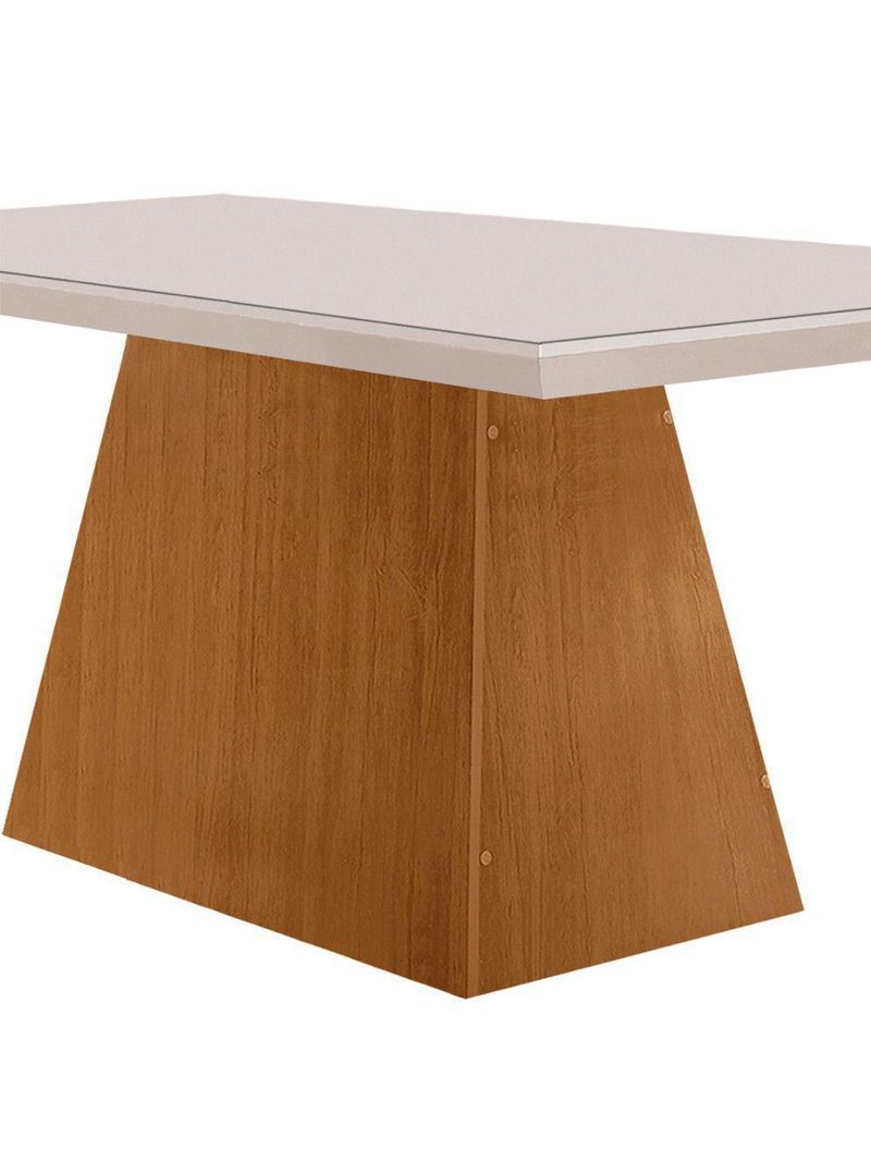 Mesa Para Sala de Jantar Aida 120cm em MDF e Vidro Off White/ Imbuia/ Serig Off