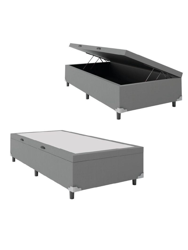 Cama Box com Baú Solteiro 0,88m com 41cm de Altura Prince Cinza
