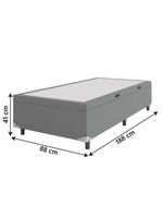 Cama Box com Baú Solteiro 0,88m com 41cm de Altura Prince Cinza