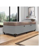 Cama Box com Baú Solteiro 0,88m com 41cm de Altura Prince Cinza