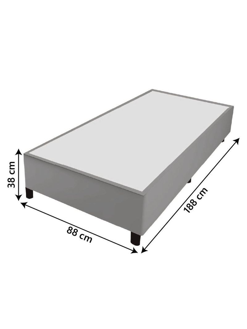 Cama Box Solteiro 0,88m com 38cm de Altura Suede Prince Cinza