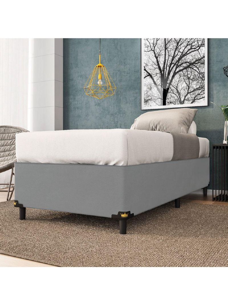 Cama Box Solteiro 0,88m com 38cm de Altura Suede Prince Cinza