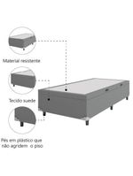 Cama Box com Baú Solteiro 0,88m com 41cm de Altura Prince Cinza