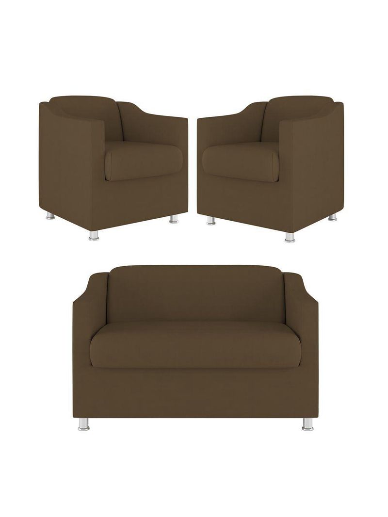 Kit 02 Poltronas Reforçada Clinica + Namoradeira Consultório Cor:marrom