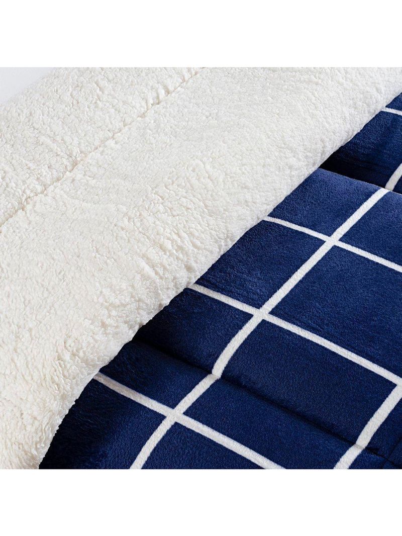 Coberdrom Sherpa E Flannel Austin Solteiro Manta 150g 01 Peça - Marinho