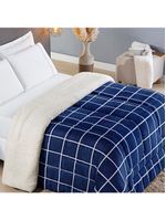 Coberdrom Sherpa E Flannel Austin Solteiro Manta 150g 01 Peça - Marinho