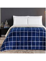 Coberdrom Sherpa E Flannel Austin Solteiro Manta 150g 01 Peça - Marinho