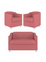 Kit 02 Poltronas Reforçada Clinica + Namoradeira Suede Tilla Cor:rosa