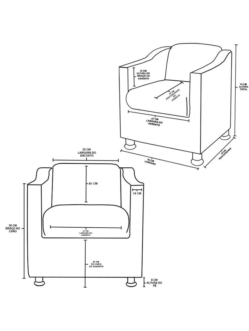Kit 02 Poltronas Reforçada Clinica + Namoradeira Suede Tilla Cor:rosa