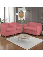 Kit 02 Poltronas Reforçada Clinica + Namoradeira Suede Tilla Cor:rosa