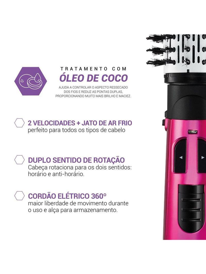 Escova Rotativa Philco 1100W 2 rotações Beauty Shine PEC03R 110V
