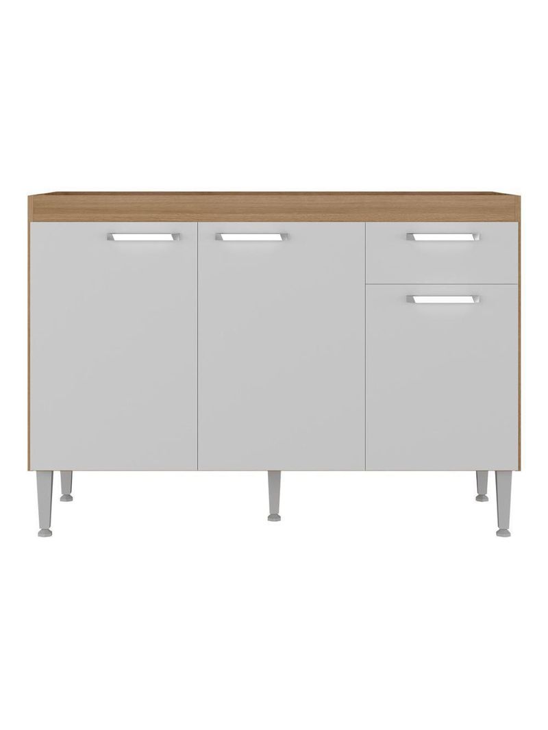 Balcão de Cozinha Gabinete para Pia 120cm Paris Multimóveis MP2215 - Rustic/Branco