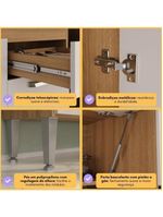 Balcão de Cozinha Gabinete para Pia 120cm Paris Multimóveis MP2215 - Rustic/Branco