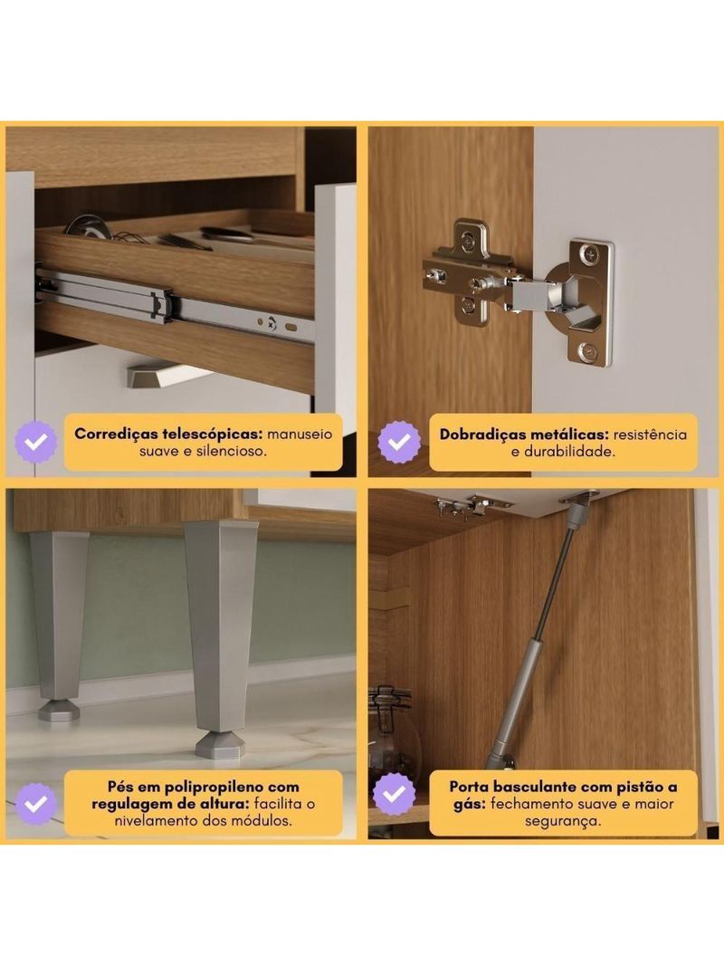 Balcão de Cozinha Gabinete para Pia 120cm Paris Multimóveis MP2215 - Rustic/Branco