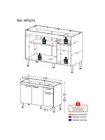 Balcão de Cozinha Gabinete para Pia 120cm Paris Multimóveis MP2215 - Rustic/Branco