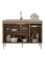 Balcão de Cozinha Gabinete para Pia 120cm Paris Multimóveis MP2215 - Rustic/Branco