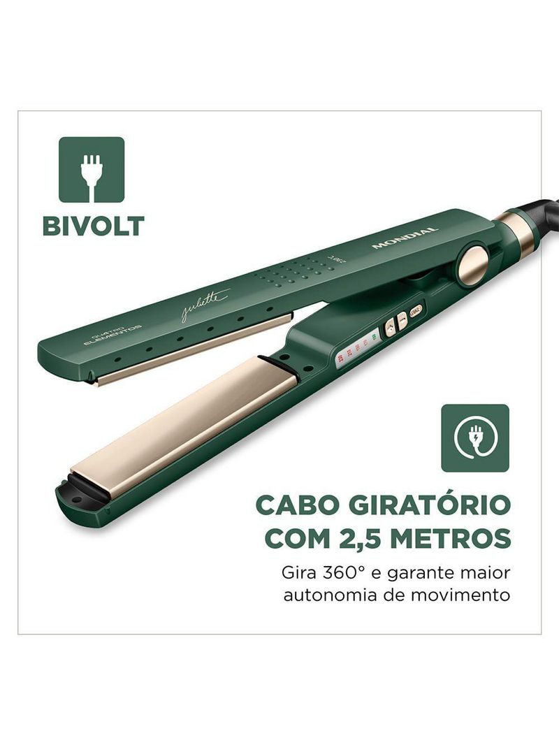 Prancha Alisadora By Juliette Mondial Verde Oliva 60W Bivolt