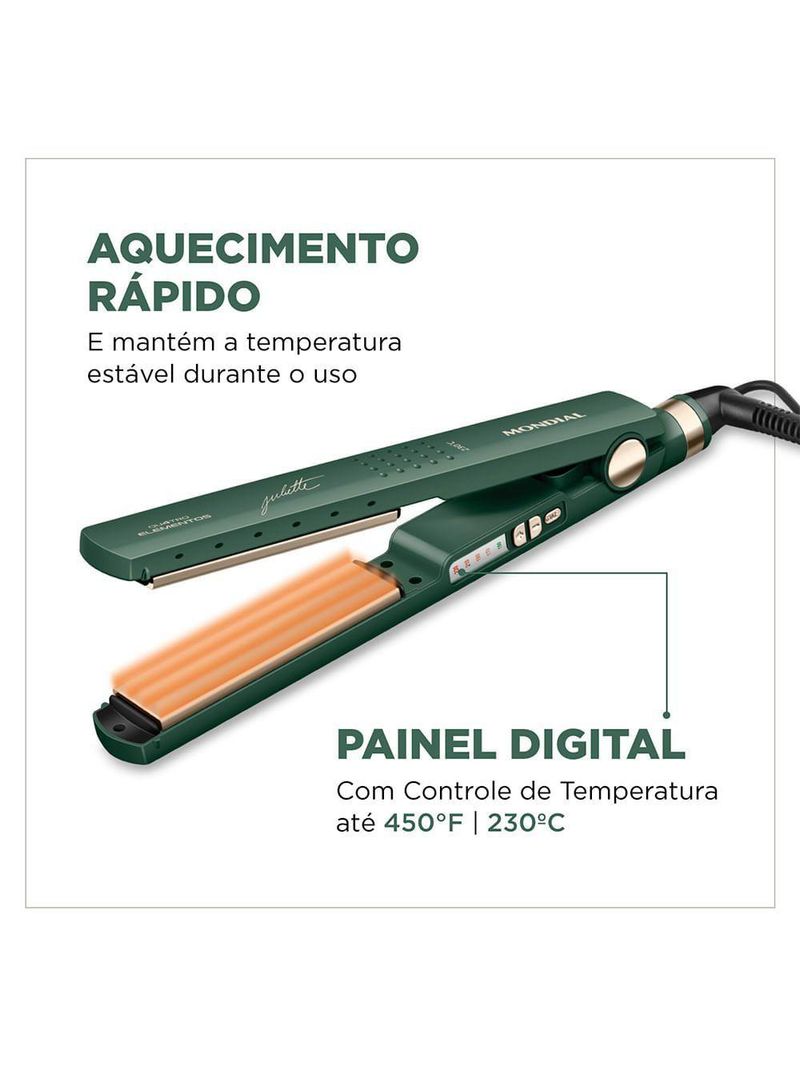Prancha Alisadora By Juliette Mondial Verde Oliva 60W Bivolt