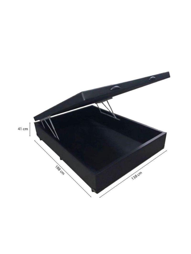 Cama Box Baú Casal Tecido Sintético Preto com Colchão 138 Toronto Molas Ensacadas Branco D33
