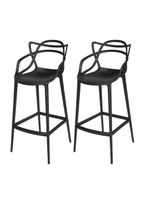 Conjunto 2 Banqueta Allegra Alta Master Empilhavel Preta Cozinha Americana Balcão Polipropileno