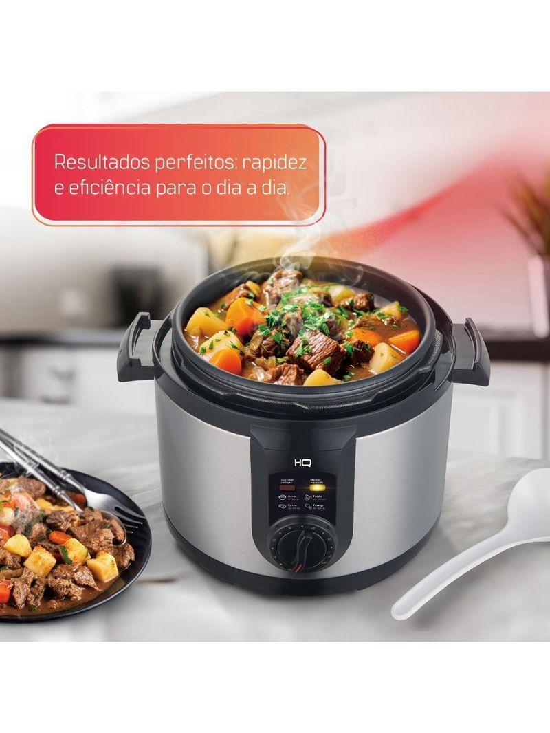 Panela De Pressão Elétrica Multifuncional HQ 6 Litros Inox HQ-Y6MI 220V