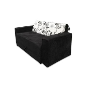 Sofá-cama 2 Lugares Pratik 5000 Mamflex Floral Suede Amassado Preto/Cinza