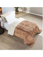 Coberdrom Sherpa E Flannel Everest Solteiro Manta Alta 150g 01 Peça - Apricot