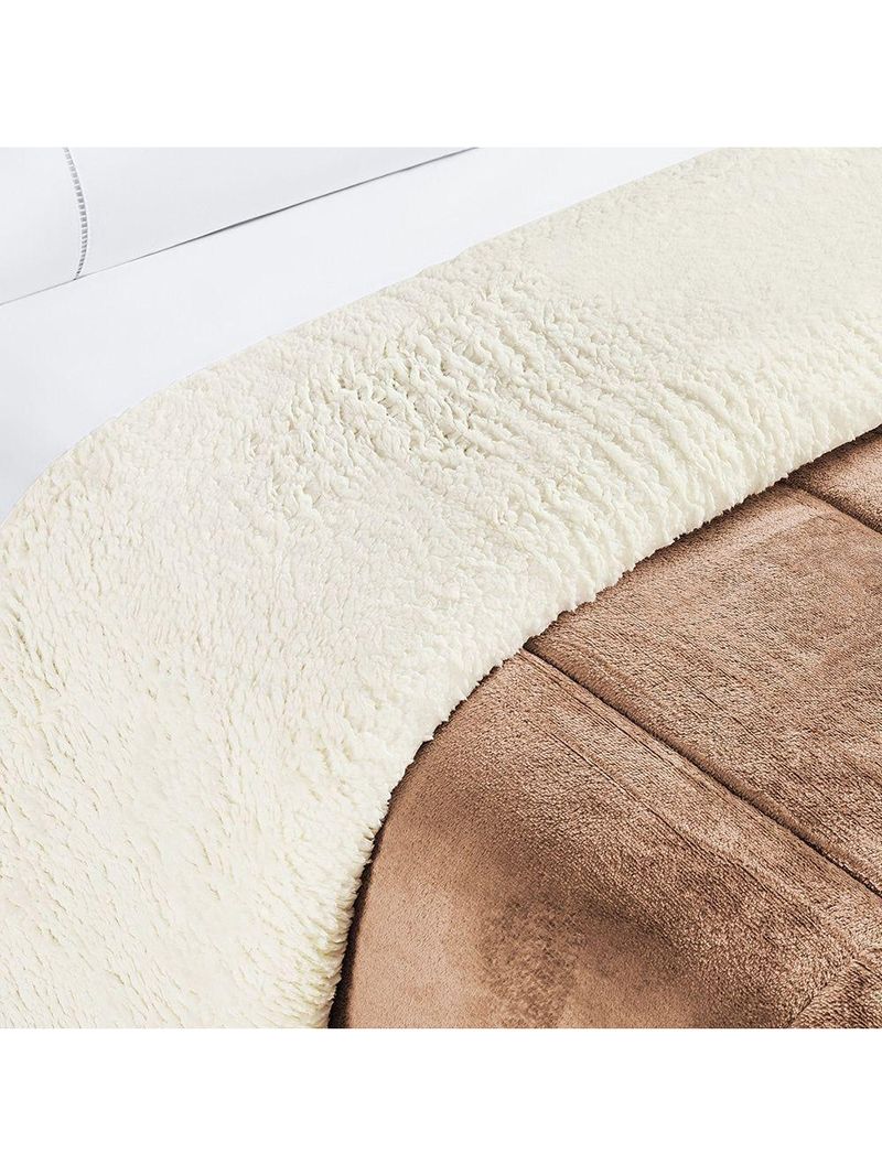 Coberdrom Sherpa E Flannel Everest Solteiro Manta Alta 150g 01 Peça - Apricot